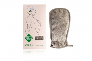 Green Fiber CARE 5, Варежка-скраб для душа, серая